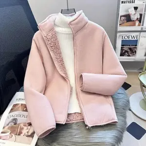 2025 Fashion Polar Fleece Sweatshirt Women's Stand-up Collar Short Coat Autumn Winter Zipper-up Thicken Jacket Lady Warm Tops Womenswear Basic