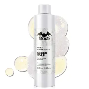 Ultra Concentrated Green Soap 6.8 Fl Oz, Tattoo Soap Tattoo Supplies for Tattoos Piercings to Clean Skin, for Sensitive Skin Gentle, Moisturizing Formula, 200 Ml