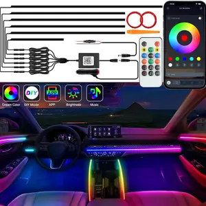 Car LED Strip Lights, Interior Acrylic LED Lights for Car with Dynamic Rainbow Dream Color Chasing, Car Ambient Lighting Kits, Music Sync (6 in 1)
