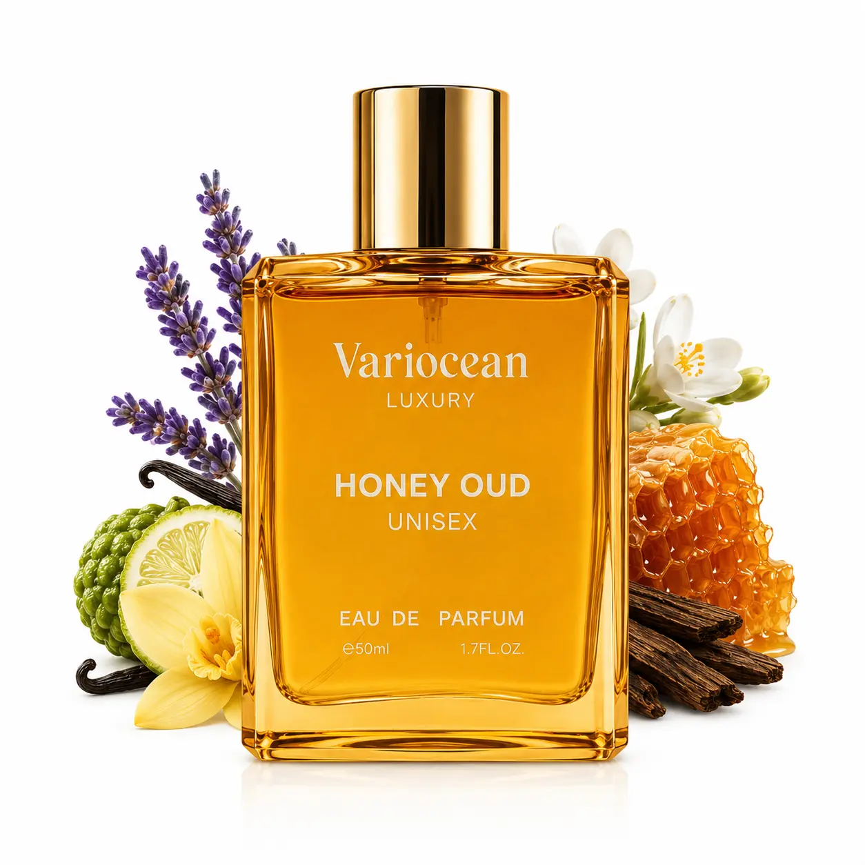 Variocean Luxury's Honey Oud EDP  Perfume 50ml (1.7 fl oz) | Long-Lasting Unisex Scent | Patchouli, Vanilla, Bergamot | Floral & Spicy Fragrance