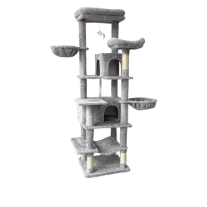 68 Inches Multi-Level Large and Tall Cat Tree gray