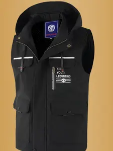 Men's Summer Lightweight Fitted Functional Hooded Vest, Multi-Purpose Breathable Sleeveless Jacket, Comfortable and Versatile Outerwear, Waistcoat Vest