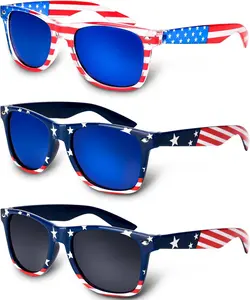 3 Pairs American Flag Sunglasses, 4th of July Decorations Frame Sunglasses for Women Men Teens, Patriotic Party Favors Supplies Independence Day Memorial Day Decorations 4th of July Accessories