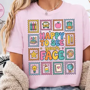 Comfort Colors Teacher Shirt, Happy To See Your Face, Back To School Elementary Tee