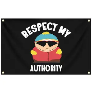 Respect MY Authority Flag, 3x5 Ft Funny Flags for College Dorm Room Decor, Man Cave Flag Tapestry for Home Room Decorations