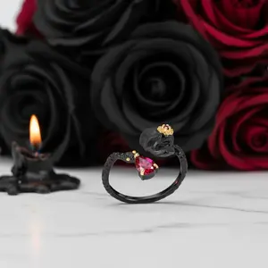 0.9Ct Ruby Gemstone Adjustable Skull Ring