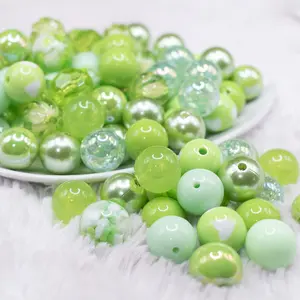 12mm Lime Green Acrylic Bubblegum Bead Mix