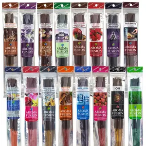 Aroma Fusion 11" Incense Sticks Assorted Scents (15-Sticks Per Pack)  With 1 Incense Holder