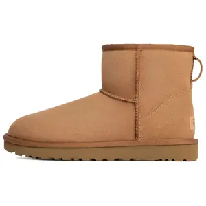 UGG Classic Mini Sheepskin Insulated Short Snow Boots for Women in Chestnut