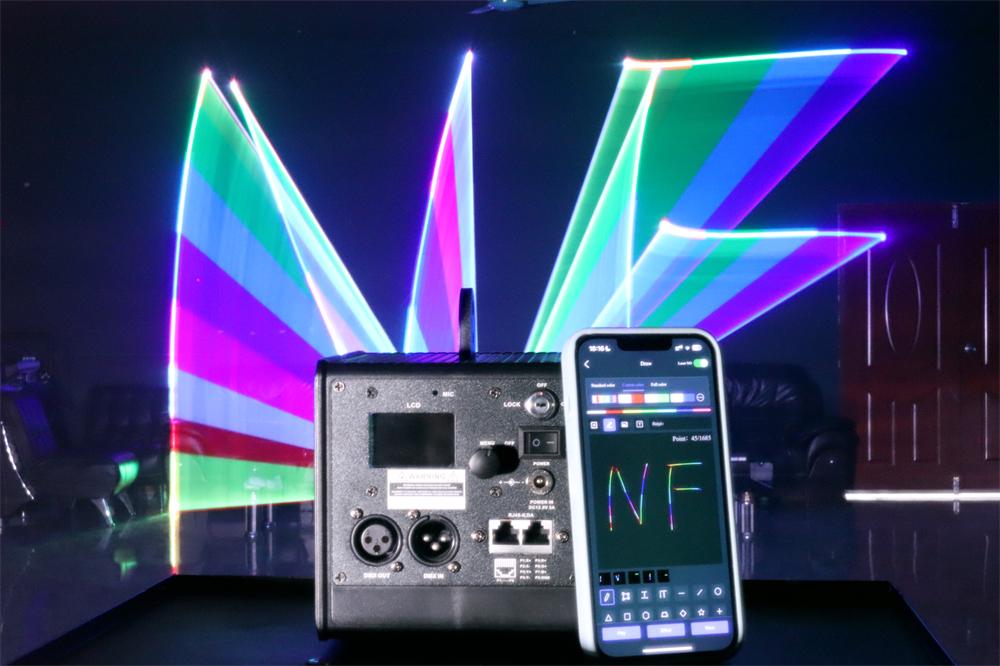 NewFeel Laser – 5W Rechargeable Real time text & logo Laser Light with DMX, ILDA & App Control