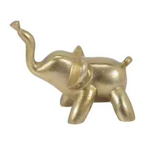 212 MAIN 6 in. Gold Aluminum Whimsical Balloon Elephant Figurine - Home Decor Statue, House Decor Gift