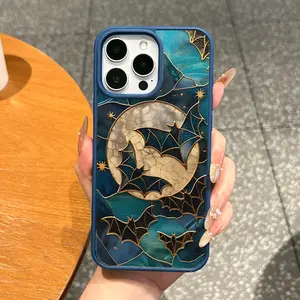 Premium Magnetic Case for iPhone11/12/13/14/15/16/17/promax Bat Moon Halloween Stained Glass MagSafe Ready,Anti-Fall,Ultra-Thin Design|Perfect for Everyday Use