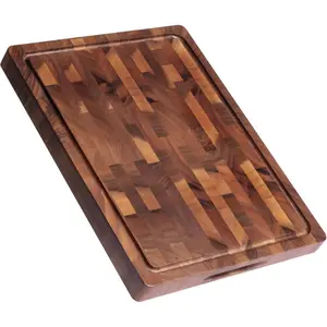 Walnut Wood Cutting Boards for Kitchen, Large Chopping Board Double Sided, End Grain Cutting Board with Handle, Charcuterie Butcher Block for Meal Prep & Serving with Gift Box, 17"*13"*1"