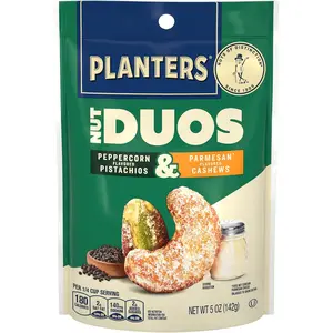 Nut Duos, Flavored Nuts, Peppercorn Pistachios & Parmesan Cashews 5oz