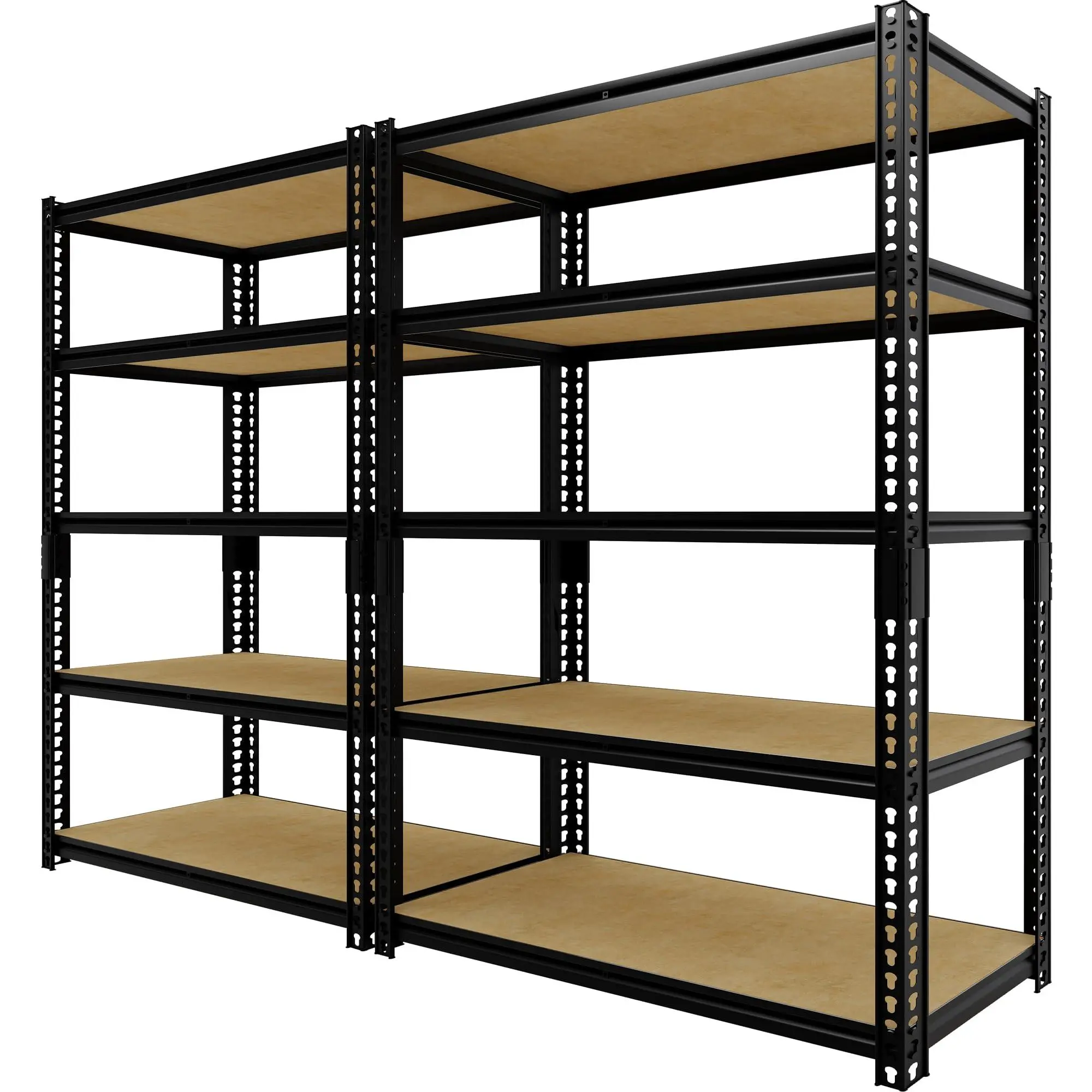 2 Pack Garage Storage Shelves 5 Tier, 2000 LBS Metal Shelving Units, Adjustable Heavy Duty Shelves 30" W × 12" D × 60"H for Pantry, Kitchen, Basement, Freestanding Industrial Shelving Rack, Black