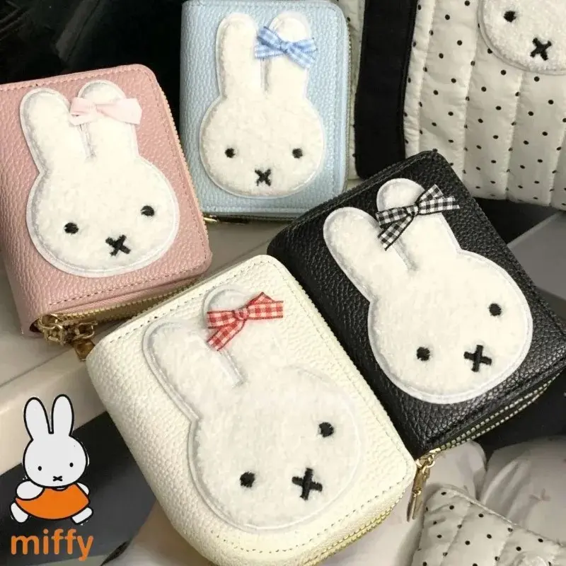 Sweet Miffy Rabbit Cute Creative Cartoon Pattern Men's New Simple Fashion Portable Anti-Demagnetization Multi-Card Coin Wallet