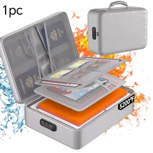 5200°f Fireproof Waterproof File Organizer Box, Lockable Multi-Layer Portable Storage, Card Slots & Mesh Pockets, Ideal for Home & Travel