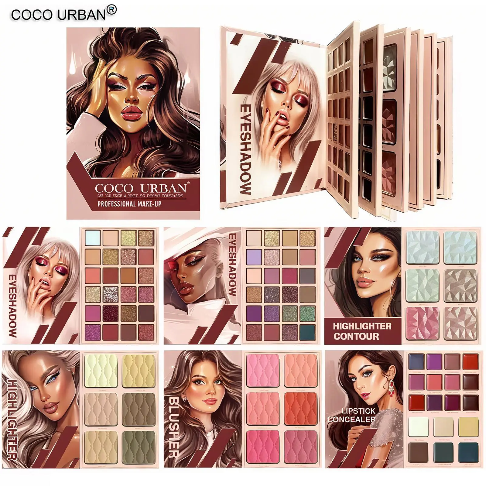 84Color All-in-One Cosmetic Tool - Multi-Finish Eyeshadow Palette with Rich Pigments, Glitter/Matte Textures, Blush, Highlighter & Lip Options for Full Makeup
