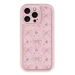 Pink Bow Heart Phone Case Suitable For Compatible With IPhone 17,16, 15, 14, 13, 12, 11, PRO MAX,PLUS,Air,As Well As Galaxy S25/24/23/22/21 Ultra/FE/+,A54/53/52/36/35/34/33/17/16/15/14/13, New Style Of Fashion Creative Design,The Perfect Birthday Gift