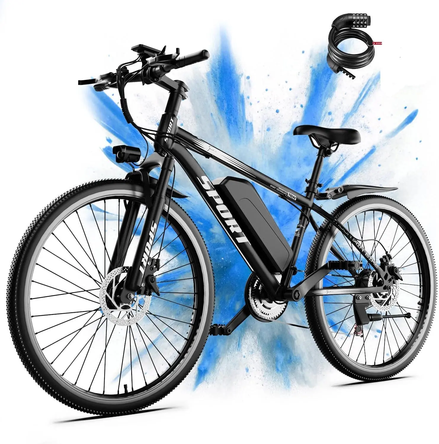 Electric Bike for Adults, 1500W Peak Mountain Ebike with 25 MPH, 65 Miles Range, 7 Speeds, 48V 10Ah Removable Battery 26" Ebike for Commute