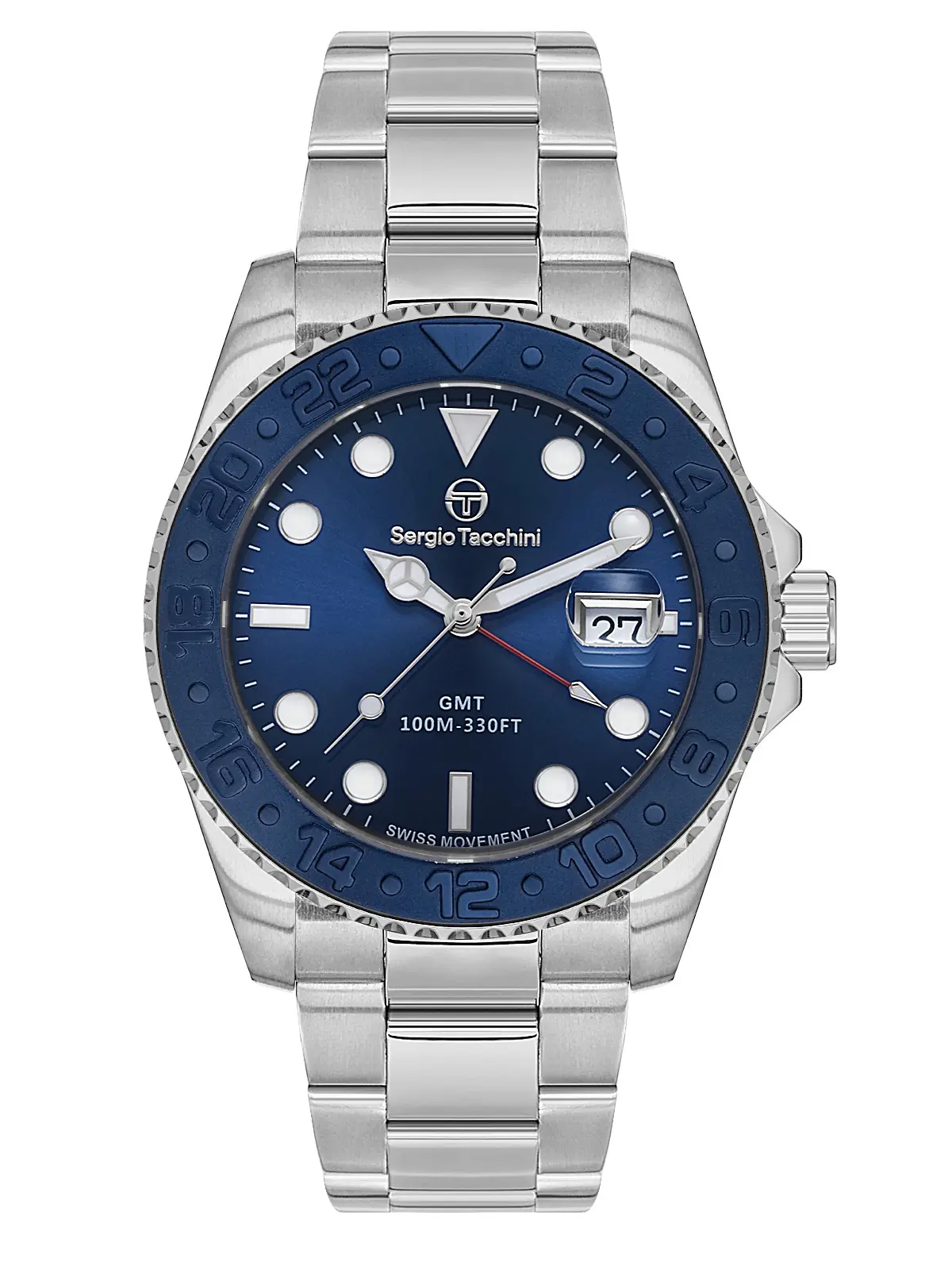 Sergio Tacchini Heritech Men's Quartz Watch Stainless Steel Case GMT Waterproof Gold/Black portuguesa watch