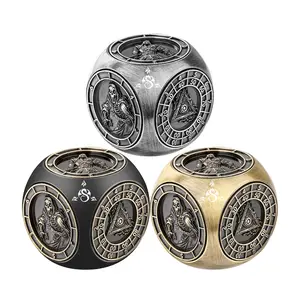 Dnd Fingertip Rotating Dice Set, Polyhedral Dice Set, Multi-Faced Game Dice, 7-In-1 Metal Dice Kit with 3D Patterns, Role Playing Tabletop Accessories