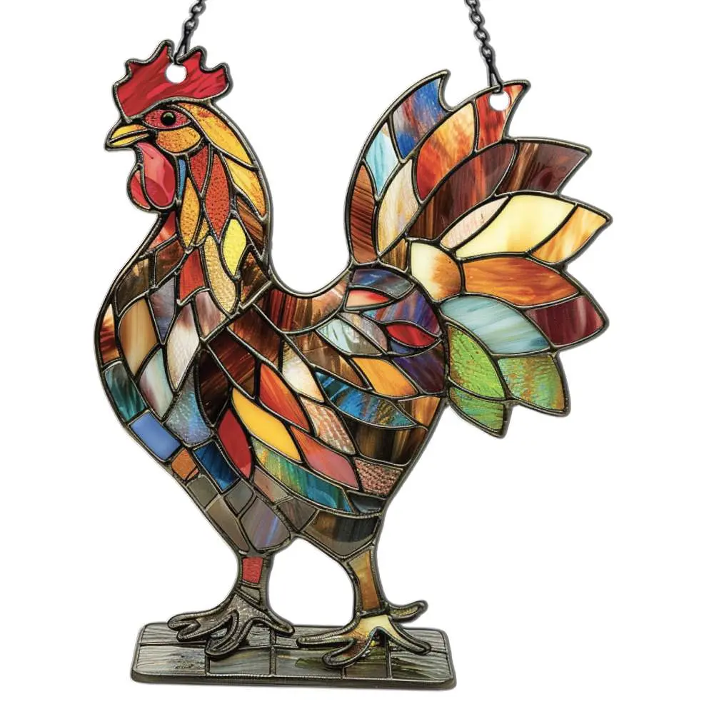 Azaad Apparel Chicken Ornament Acrylic Window Hanging; Gift For Farm Animal Lovers, Home Wall Room Hanging Decor, Christmas Decorations