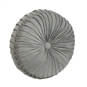 Renata Teal Tufted Round Decorative Throw Pillow 15" x  15"