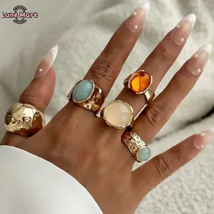 5PCS Chunky Silver Rings for Women Open Stacking Knuckle Ring Silver Adjustable Round Dome Rings Set Minimalist Irregular Statement Ring Women 2026 Fashion Jewelry