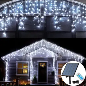 Solar Christmas Lights Outdoor  Christmas Decorations Curtain Lights 320LED 29.5ft 60 Drops, Solar  Rechargeable Fairy Lights for Party, Wedding,  Decorations(White)