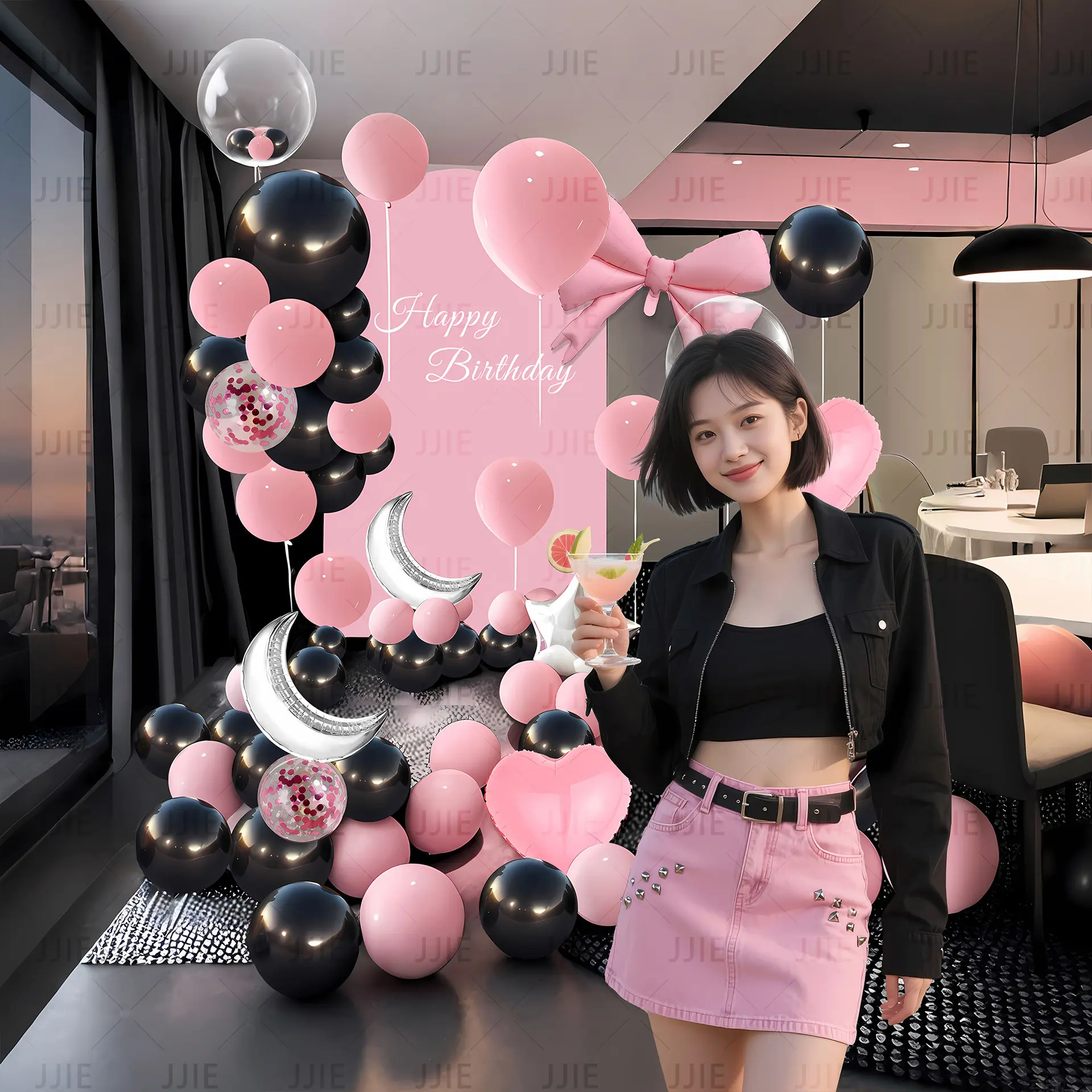 All-in-One Birthday Balloon Wall Set - Assorted Color Options, Complete Kit for Birthday Party Photo Backdrop