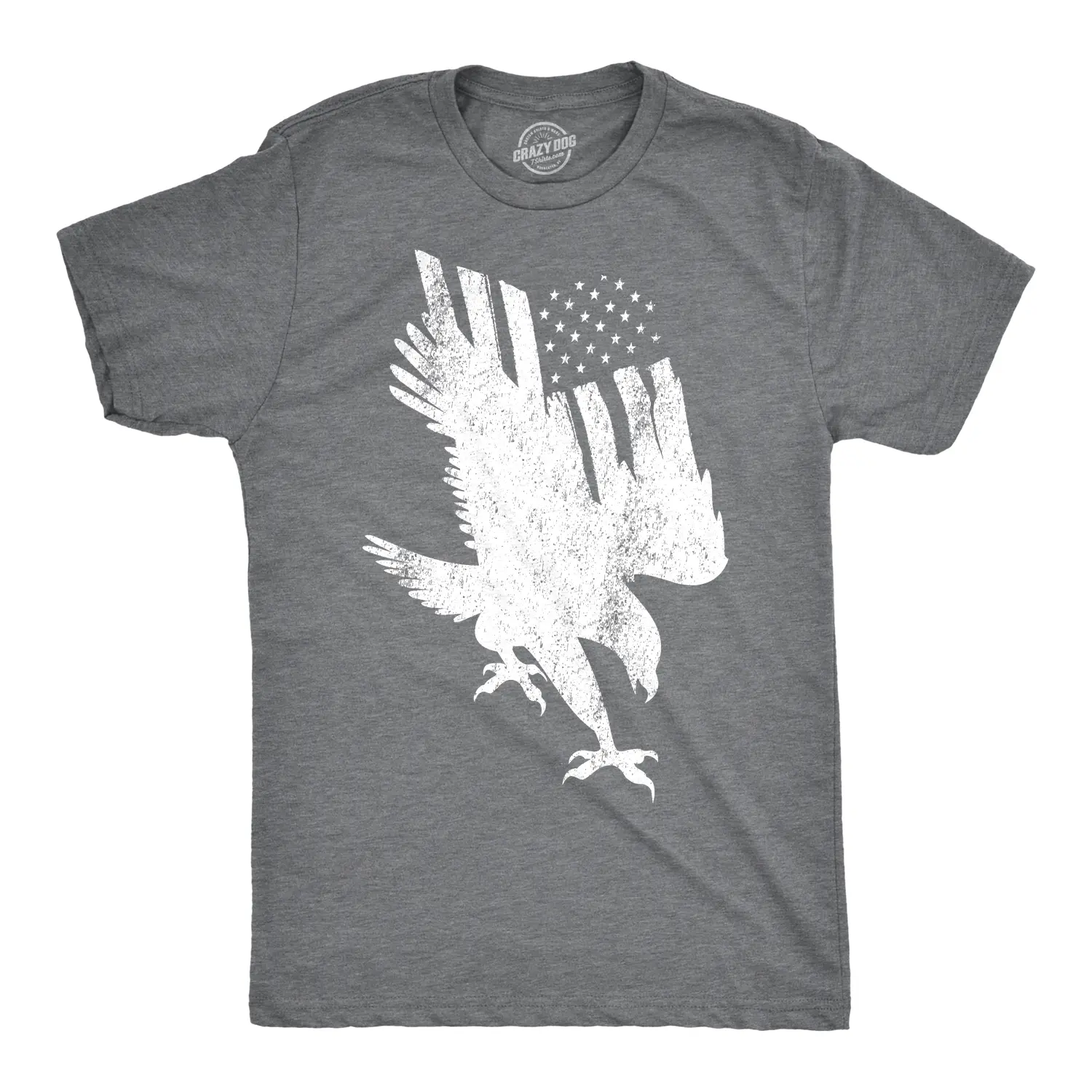 Mens Flag Into Eagle Funny T shirts American Flag Tees Novelty Pride Vintage USA T shirt Mens Funny T Shirts Cool Vintage Fashion T-Shirt Gift Classic Menswear Patriotic Apparel for Men Funny Vintage Short Dark Grey