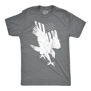 Mens Flag Into Eagle Funny T shirts American Flag Tees Novelty Pride Vintage USA T shirt Mens Funny T Shirts Cool Vintage Fashion T-Shirt Gift Classic Menswear Patriotic Apparel for Men Funny Vintage Short Dark Grey