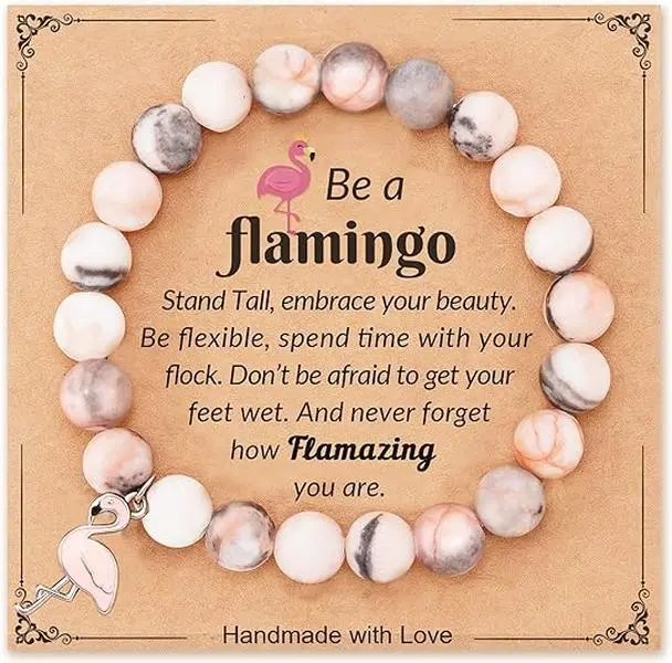 Women's "You're Flamazing" Artificial Gemstone Flamingo Bracelet - Exquisite Fashion Bracelet Wristband, Jewelry Gifts for Birthday Christmas Occasions, Exquisite Bracelet