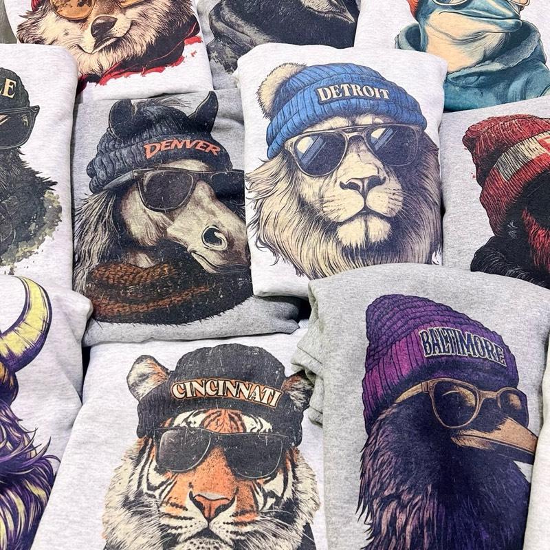 Spirit Animal Football Graphic Sweatshirts City Animal Sports Pullover Game Day City Football Sweatshirt CaSual Game Hom