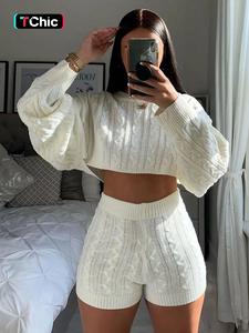 women's solid drop shoulder crop sweater & high waist shorts set, fall outfits, soft comfort womenswear for lady, casual fashion cozy long sleeve knitwear for daily outdoor wear, ladies fall clothes, cropped essential sets