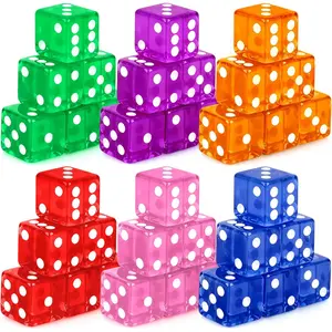 36 Piece 19mm Casino Style Craps Dice Sets Acrylic Translucent D6 Dice Square Rounded Edge for Casino Craps Table Games and Board Games Party Bar Entertainment Math Teaching Supplies