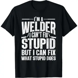 Men's Welder Graphic T-Shirt, Casual Loose-Fit Crewneck in 180g Cotton, Short Sleeve Menswear for Sports and Daily Wear, Tshirt, Round Neck
