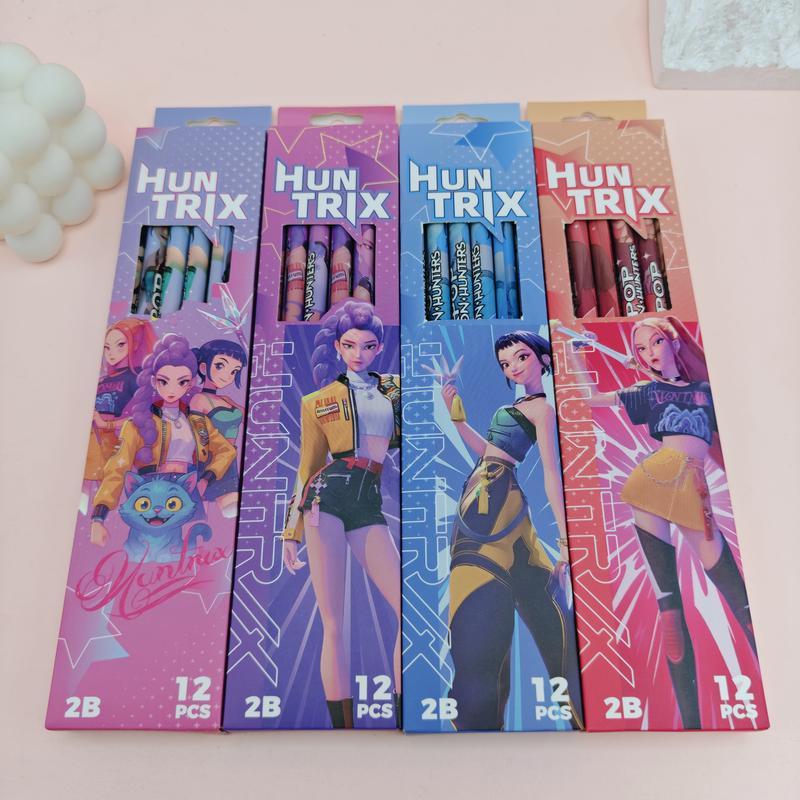 Huntrix Riting Huntrix Kpop Demon Hunters 2B Pencil Set 48pcs with Sharpener Cute ...