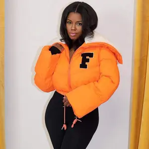 | Farrah Crop Puffer Coat- Orange