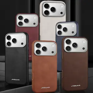 New High-end Plain Leather Magnetic Charging Phone Case for iPhone17ProMax/16Pro/15Plus/14/13/12Pro Ultra-thin Leather High-end Business Full Shockproof Protective Cover for Men and Women