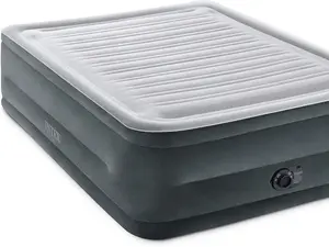 Intex 64417ED 22in Queen Dura-Beam Comfort Plush High-Rise Inflatable Air Mattress with Built in Pump for Travel and Camping, 600lb Weight Capacity