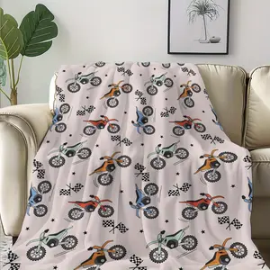 This soft and warm motorcycle off-road flag-themed hand-painted cartoon print blanket is an ideal gift for colleagues, friends, family, and lovers. It's perfect for naps, camping, travel, car decoration, and office décor.