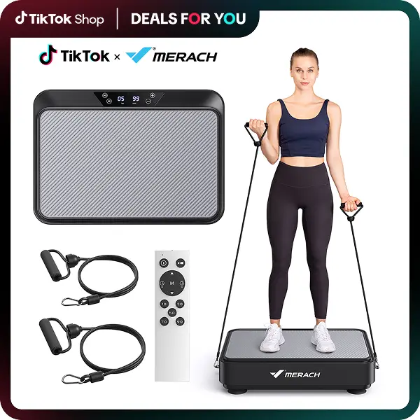 MERACH Square Vibration Plate Exercise Machine 265lbs Capacity, Comfortable Lymphatic Drainage For Full Body Workout, Home Gym Fitness Equipment, Idea