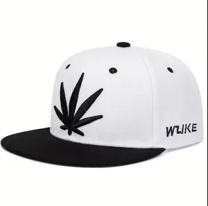 Casual White  and black ZA Cap with Leaf Embroidery