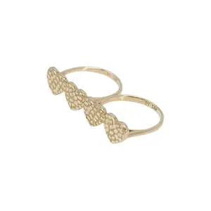 14K Gold Double Heart Nugget Style Ring – Size 7