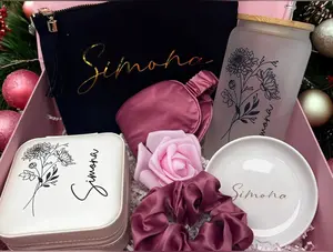 Taniri Customizable Full-Set Female Gift Box - Personalized Name & Birth Flower Care Package with Jewelry Box, Tumbler, Self-Care Items, Ready-to-Gift for Birthday Girls, Weddings, Wedding