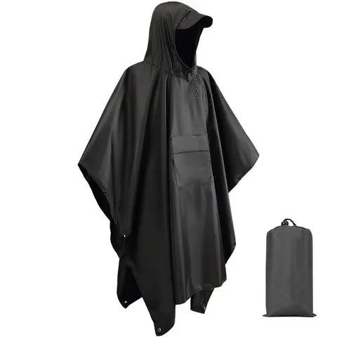 Large Hooded Raincoat, Portable Waterproof Poncho, Multifunctional Outdoor Camping Rainproof Tent Mat, Christmas Gift, Rainy Day, Rainy Season