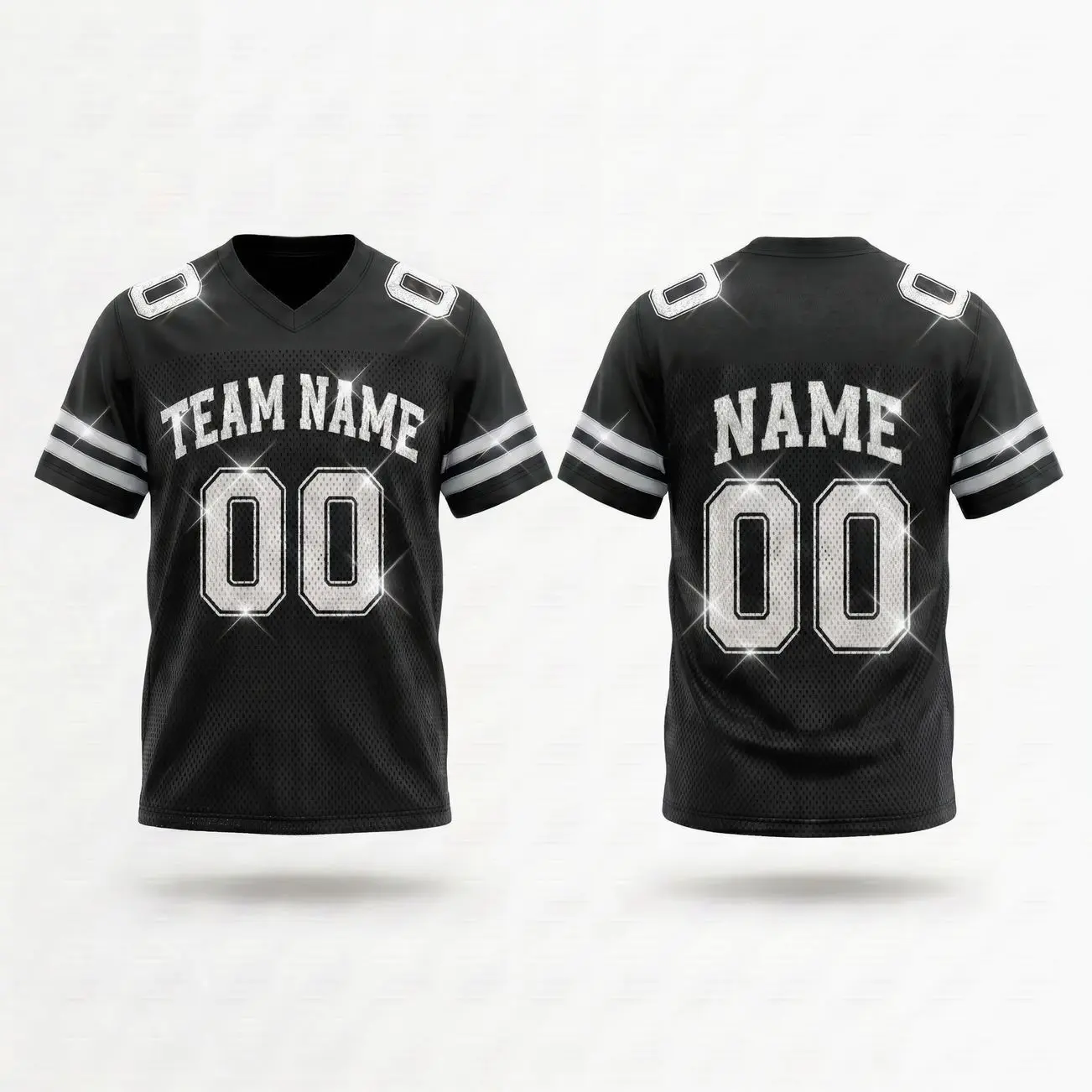 Personalized Team Name & Number Black Blink Football Jersey Spandex mix Mesh (Real Photos Included)