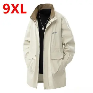 Large size windbreaker, men's long spring and autumn casual jacket, loose plus size jacket, 7XL 8XL 9XL men's top